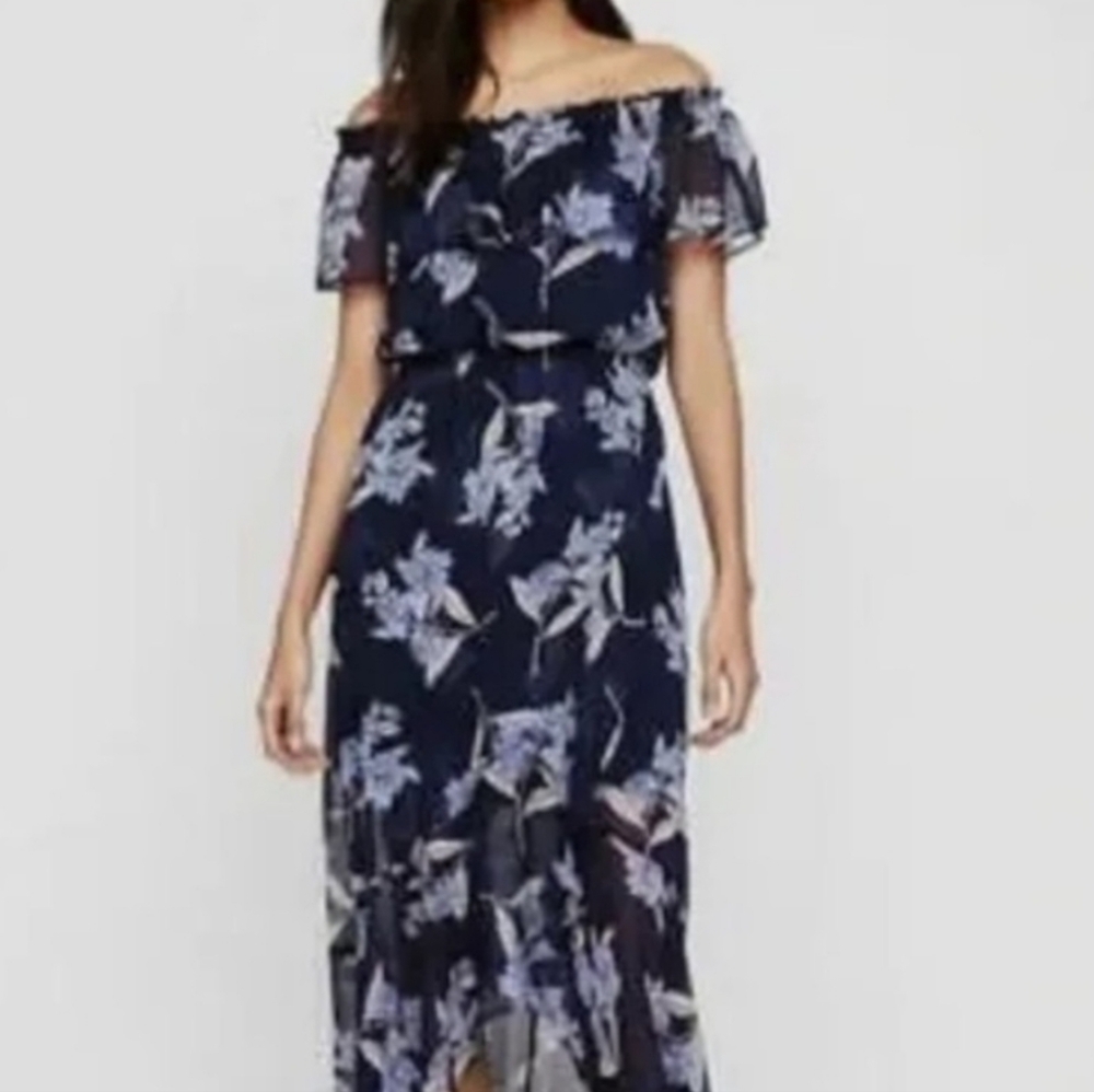 Floral Blue Maxi Dress - EXPRESS